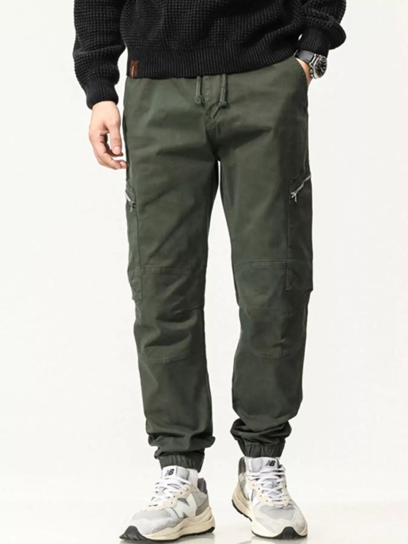 Men's Full Size Casual Cargo Pants with Zipper Pocket Plus Size