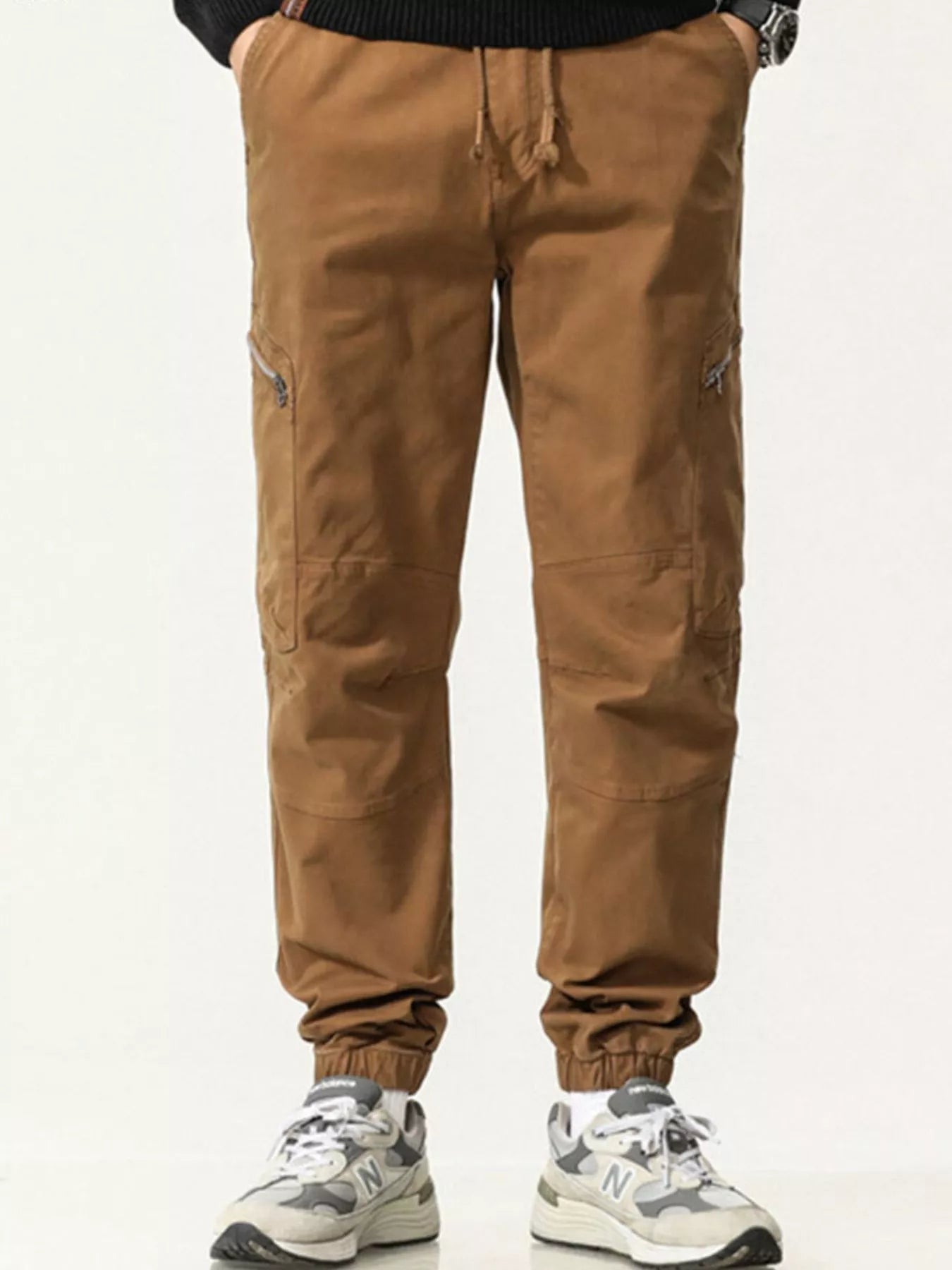 Men's Full Size Casual Cargo Pants with Zipper Pocket Plus Size