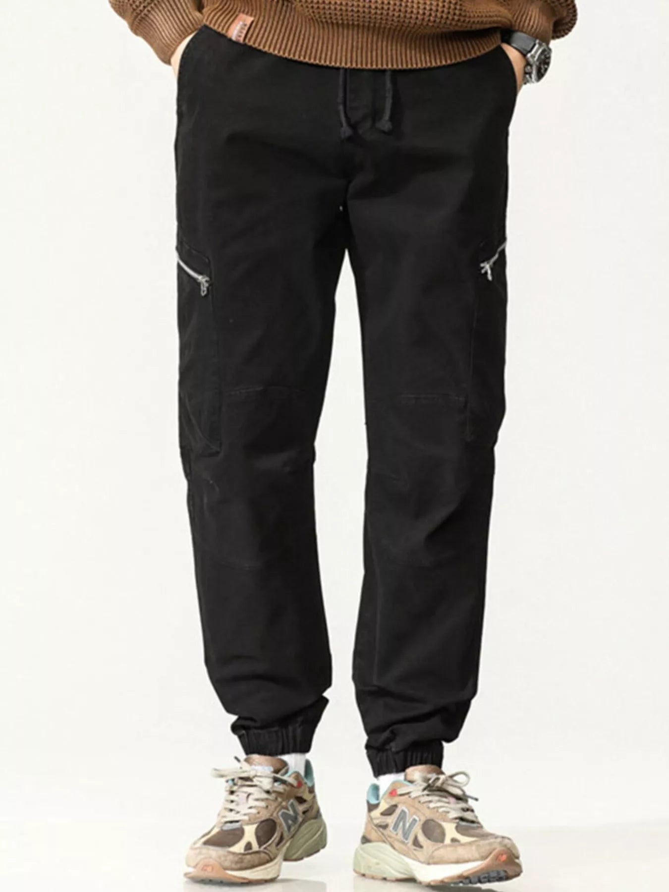 Men's Full Size Casual Cargo Pants with Zipper Pocket Plus Size