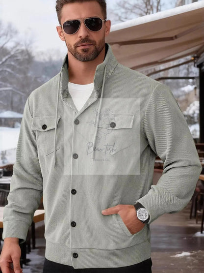 Men's Full Size Casual Corduroy Button-Down Jacket Plus Size