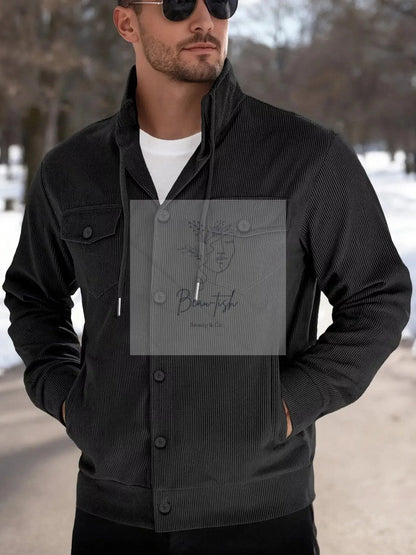 Men's Full Size Casual Corduroy Button-Down Jacket Plus Size