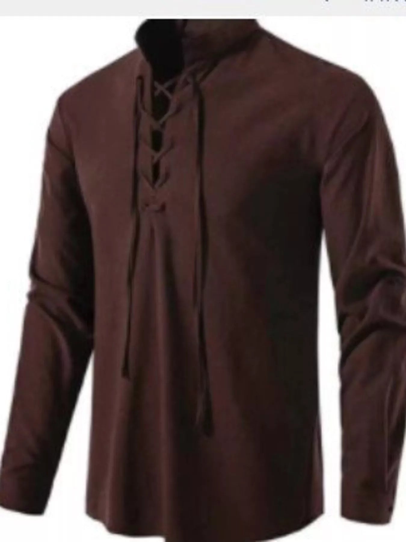 Men's Full Size Casual Lace-Up Long Sleeve Shirt Plus Size