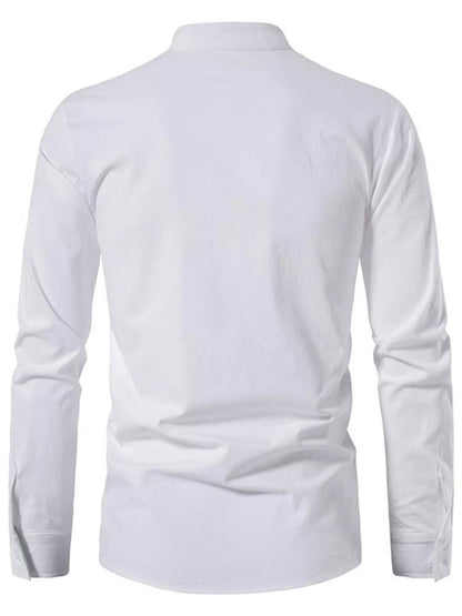 Men's Full Size Casual Lace-Up Long Sleeve Shirt Plus Size