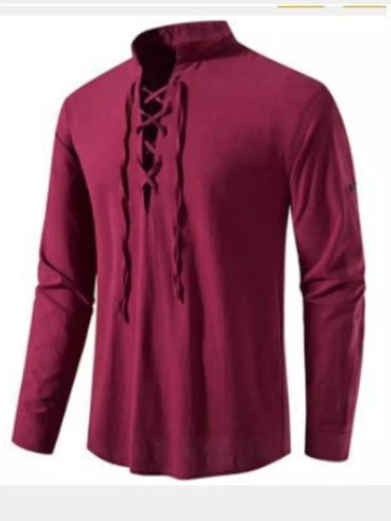 Men's Full Size Casual Lace-Up Long Sleeve Shirt Plus Size