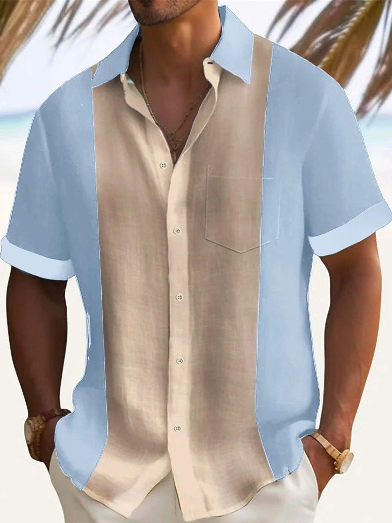 Men's Full Size Color Block Short Sleeve Shirt Plus Size