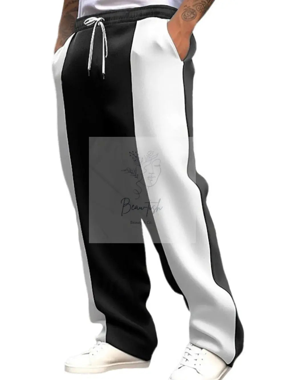 Men's Full Size Drawstring Contrast Pants Plus Size