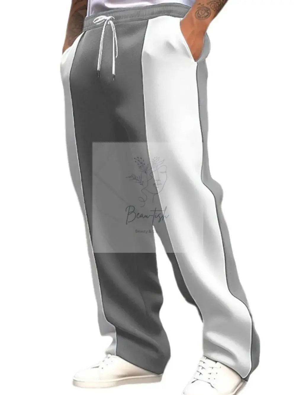 Men's Full Size Drawstring Contrast Pants Plus Size