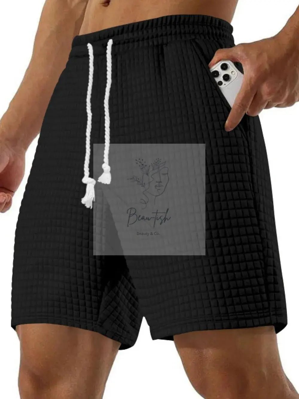 Men's Full Size Drawstring Textured Shorts Plus Size