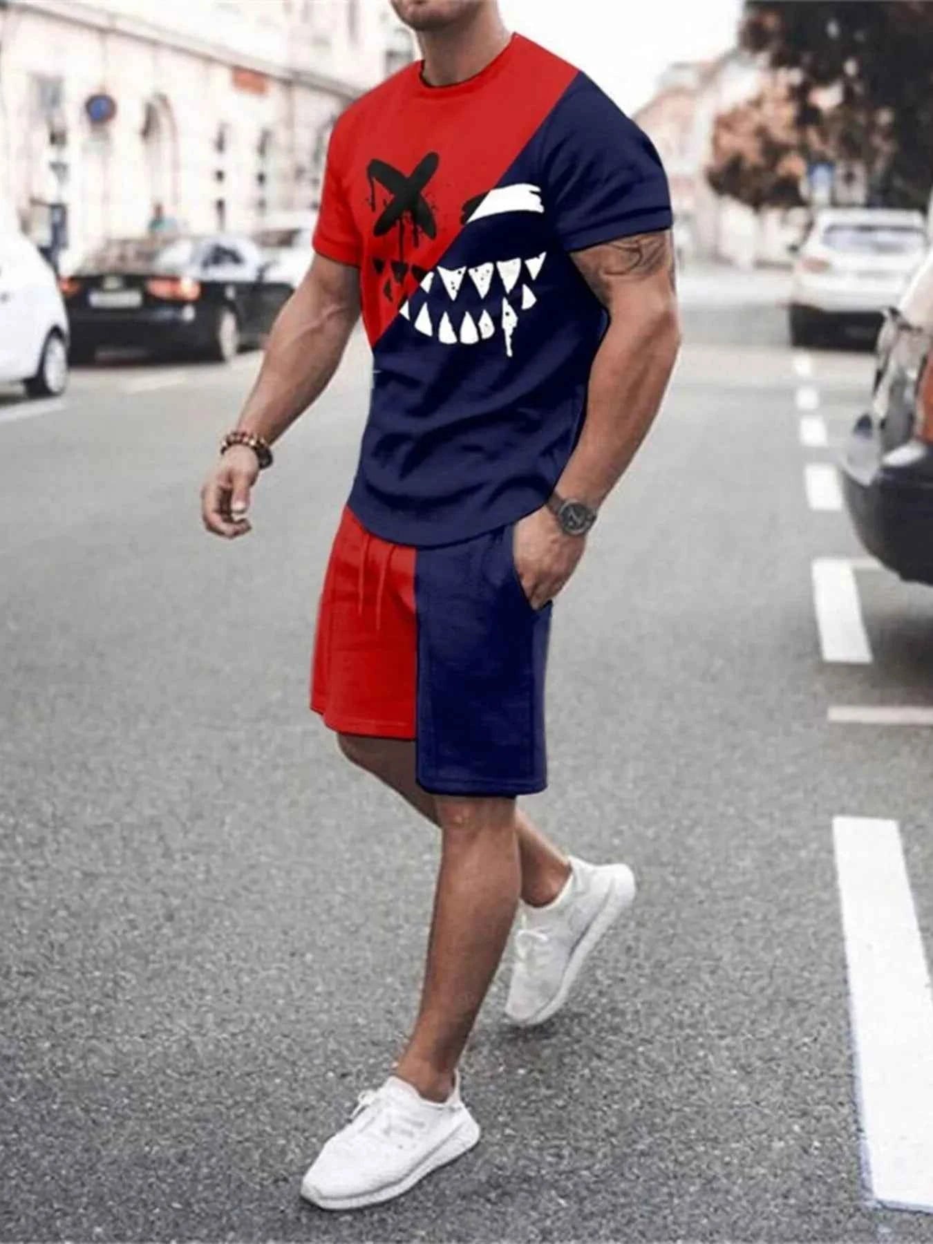Gradient Polo Tee Shorts Set
