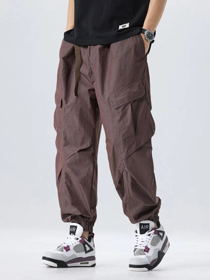 Men's Full Size Lightweight Cargo Pants with Adjustable Belt Plus Size
