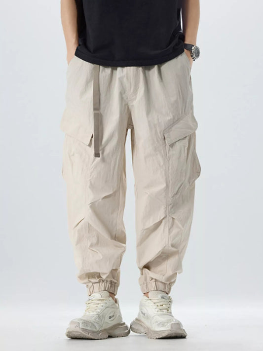 Men's Full Size Lightweight Cargo Pants with Adjustable Belt Plus Size