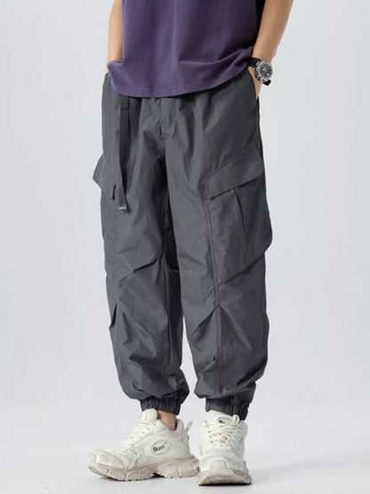 Men's Full Size Lightweight Cargo Pants with Adjustable Belt Plus Size