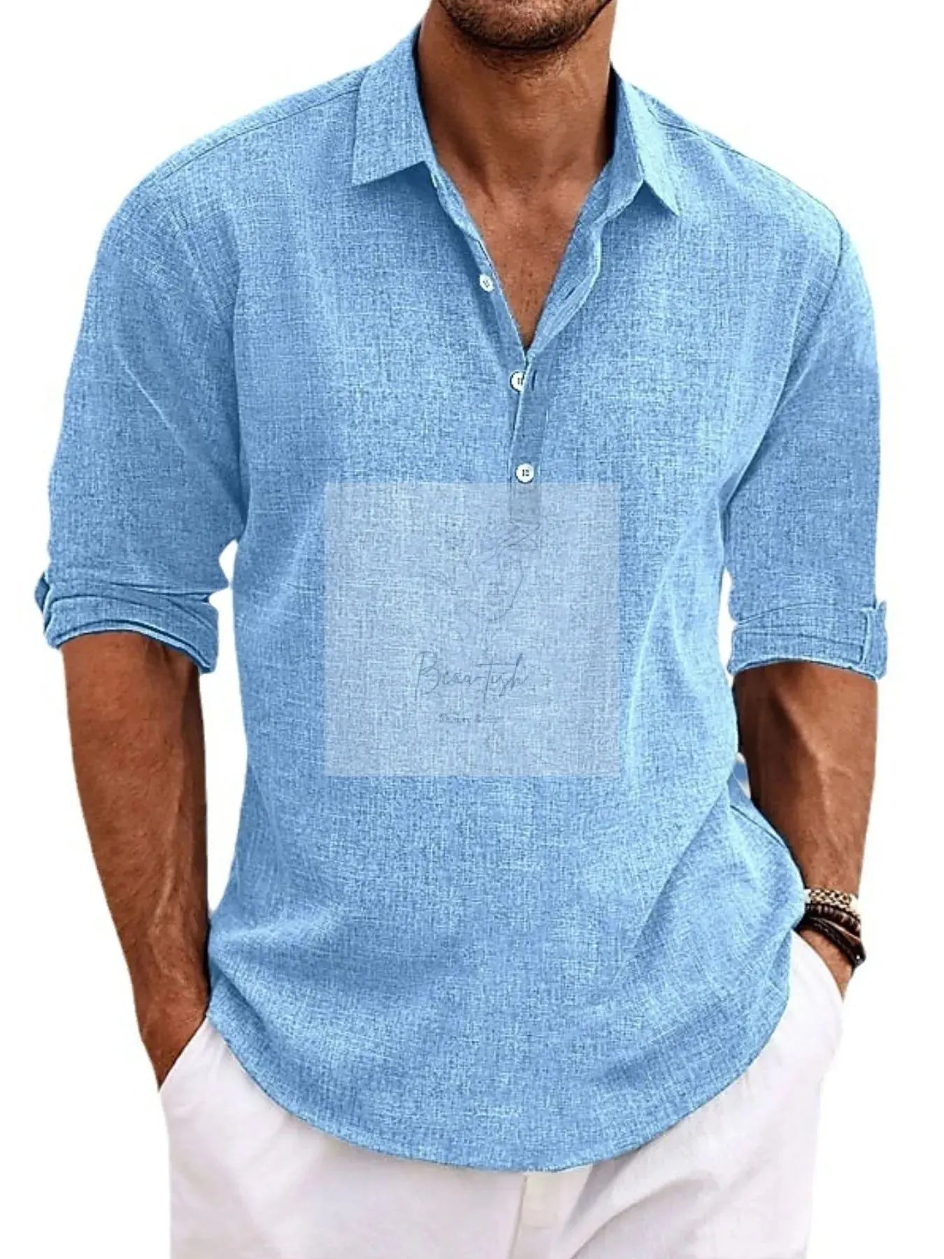 Men's Full Size Long Sleeve Henley Shirt Plus Size