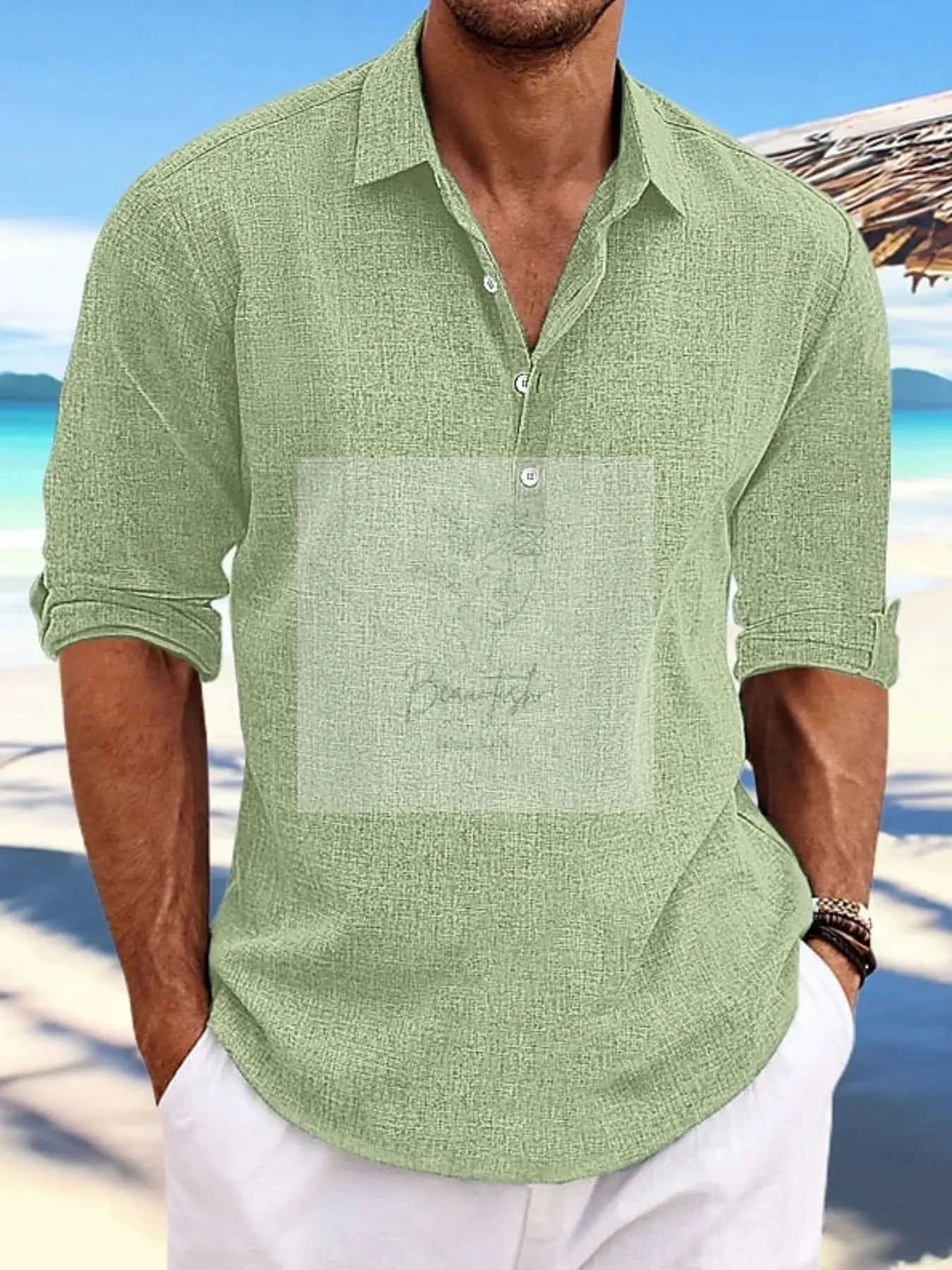Men's Full Size Long Sleeve Henley Shirt Plus Size