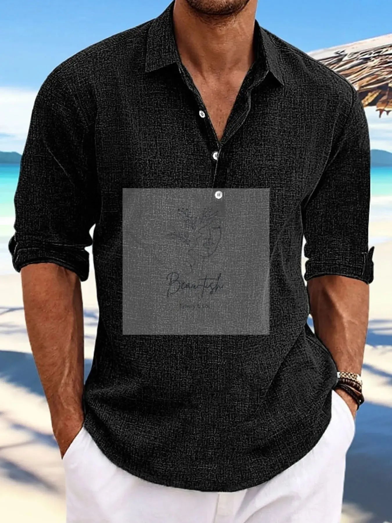 Men's Full Size Long Sleeve Henley Shirt Plus Size