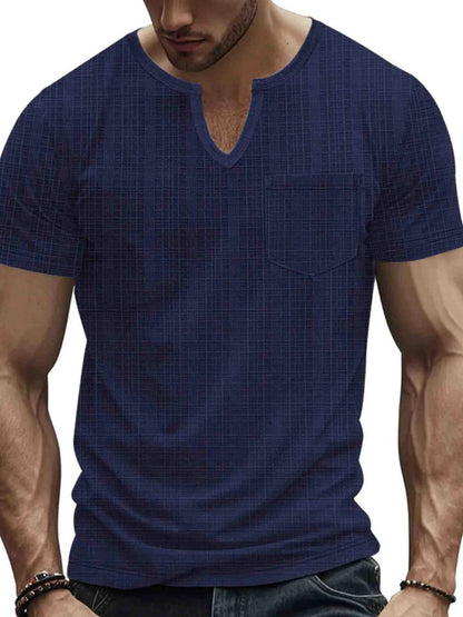 Men's Full Size Notched Short Sleeve T-Shirt Plus Size