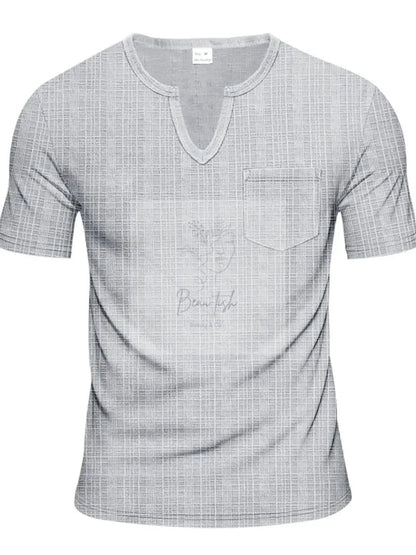 Men's Full Size Notched Short Sleeve T-Shirt Plus Size