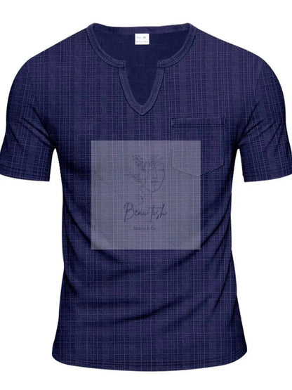 Men's Full Size Notched Short Sleeve T-Shirt Plus Size