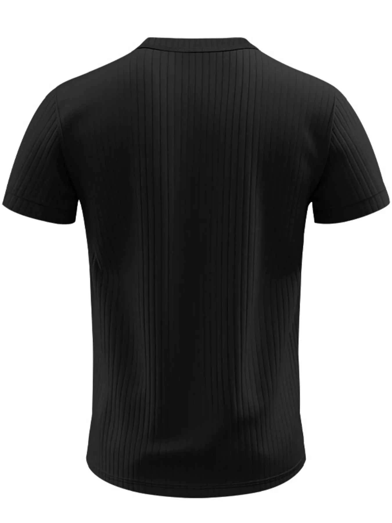 Men's Full Size Ribbed Button-Down Casual T-Shirt Plus Size