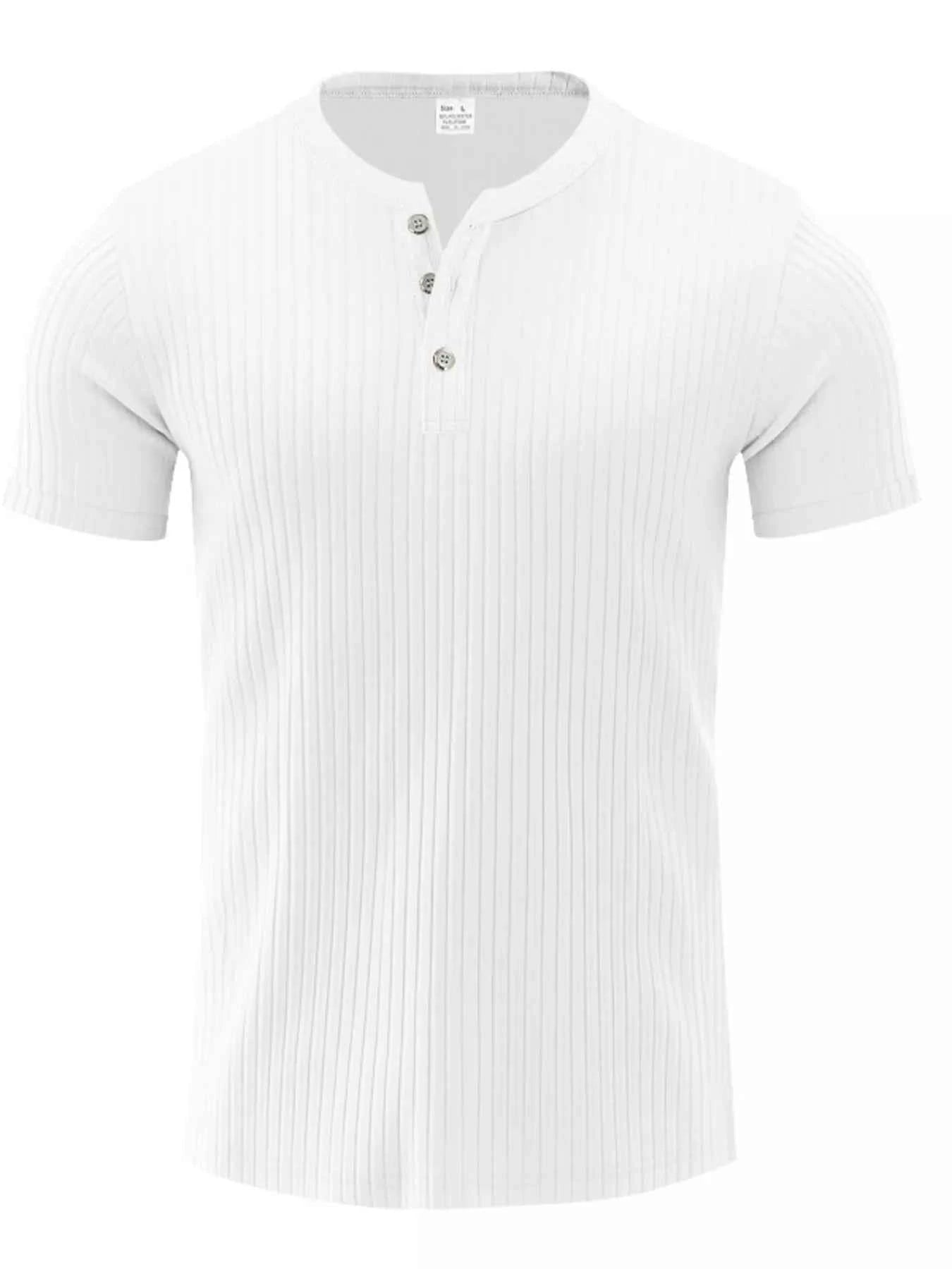 Men's Full Size Ribbed Button-Down Casual T-Shirt Plus Size