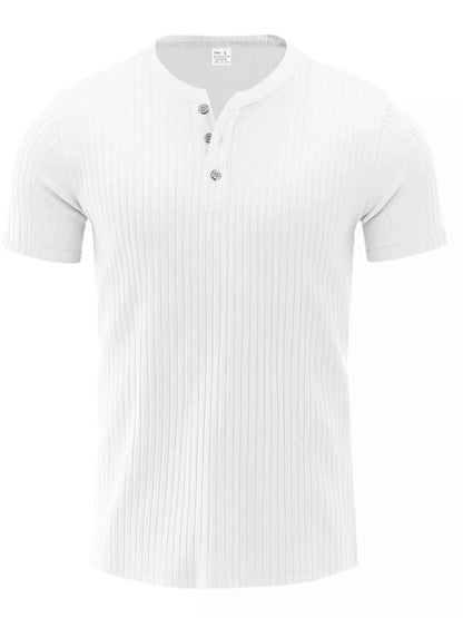 Men's Full Size Ribbed Button-Down Casual T-Shirt Plus Size