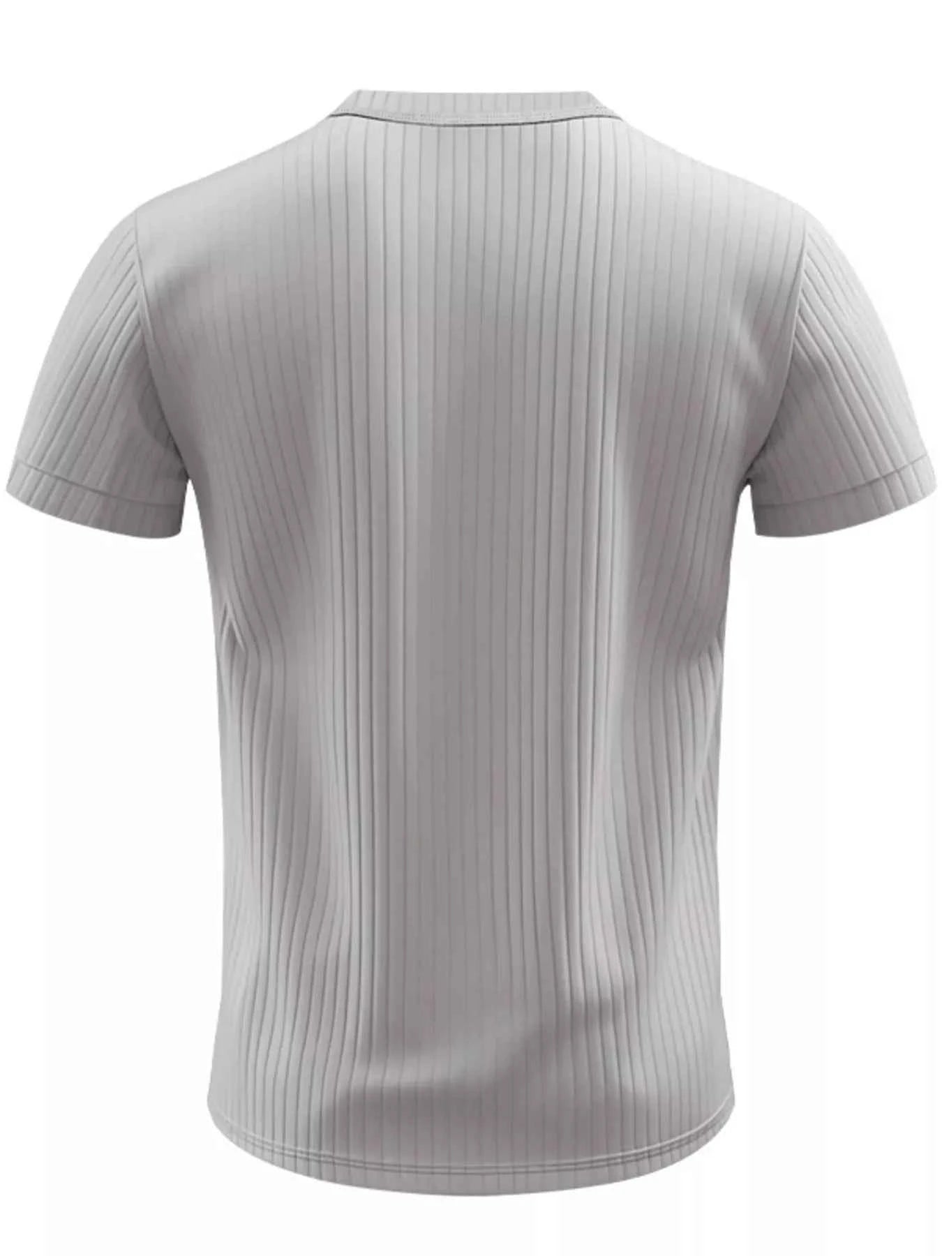 Men's Full Size Ribbed Button-Down Casual T-Shirt Plus Size