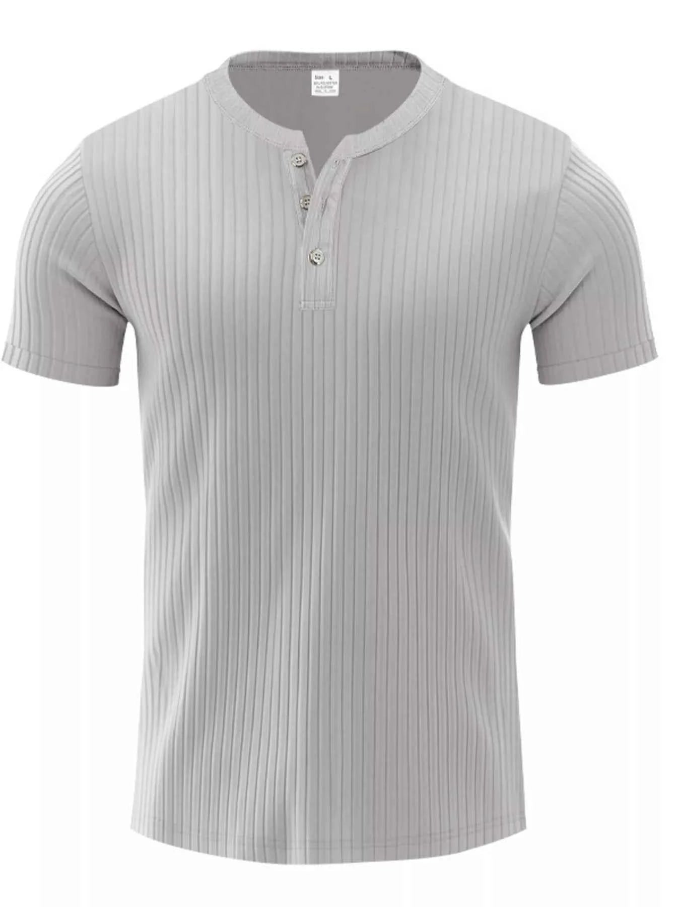 Men's Full Size Ribbed Button-Down Casual T-Shirt Plus Size