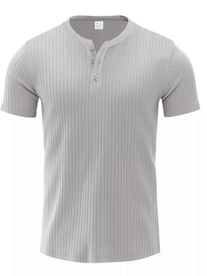 Men's Full Size Ribbed Button-Down Casual T-Shirt Plus Size