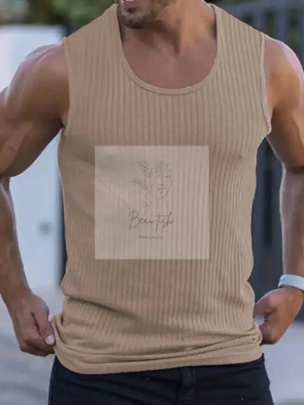 Men's Full Size Ribbed Round Neck Tank Plus Size