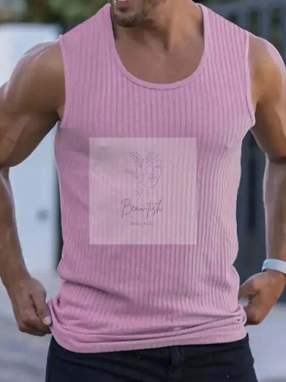 Men's Full Size Ribbed Round Neck Tank Plus Size