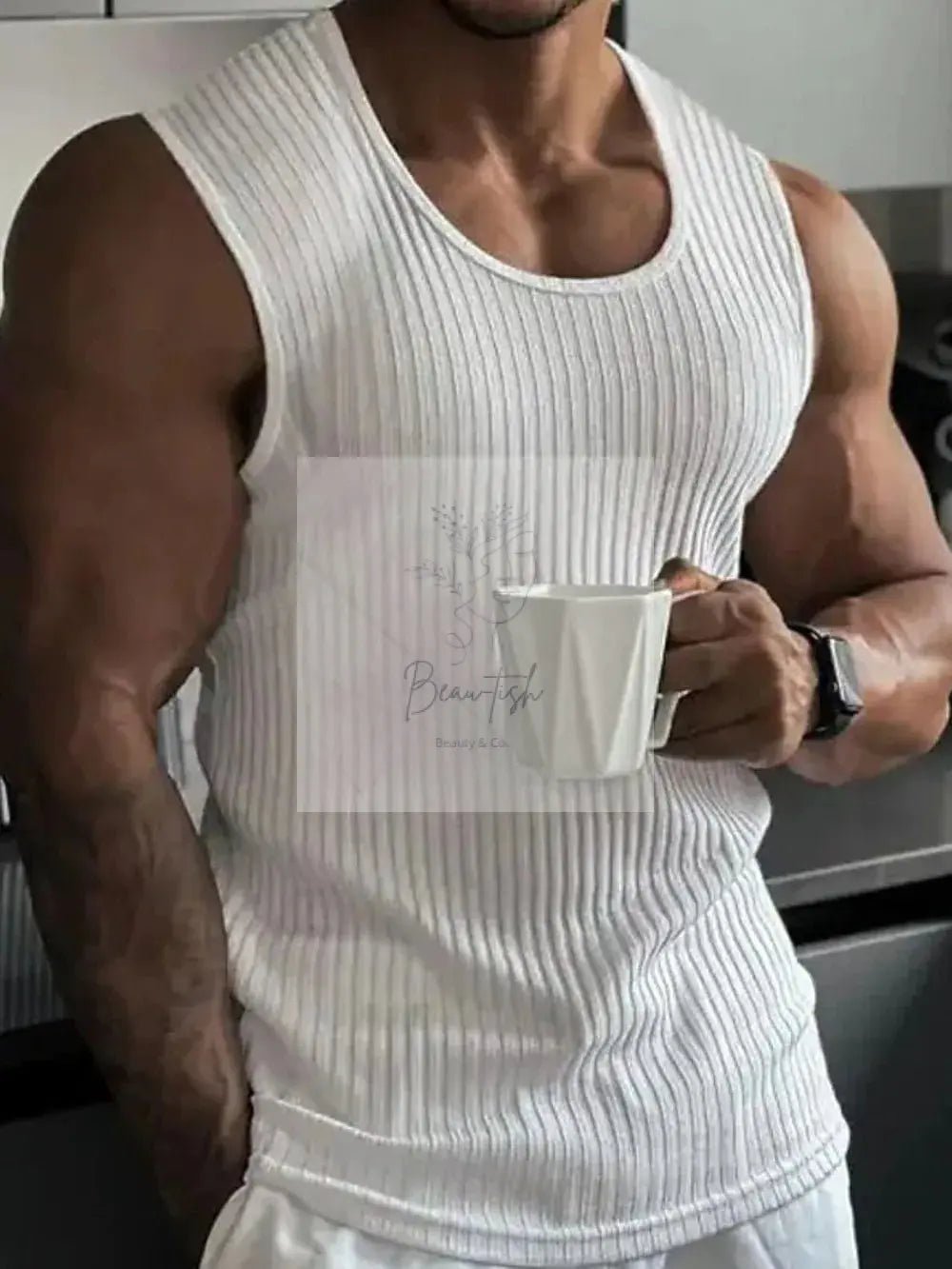 Men's Full Size Ribbed Round Neck Tank Plus Size