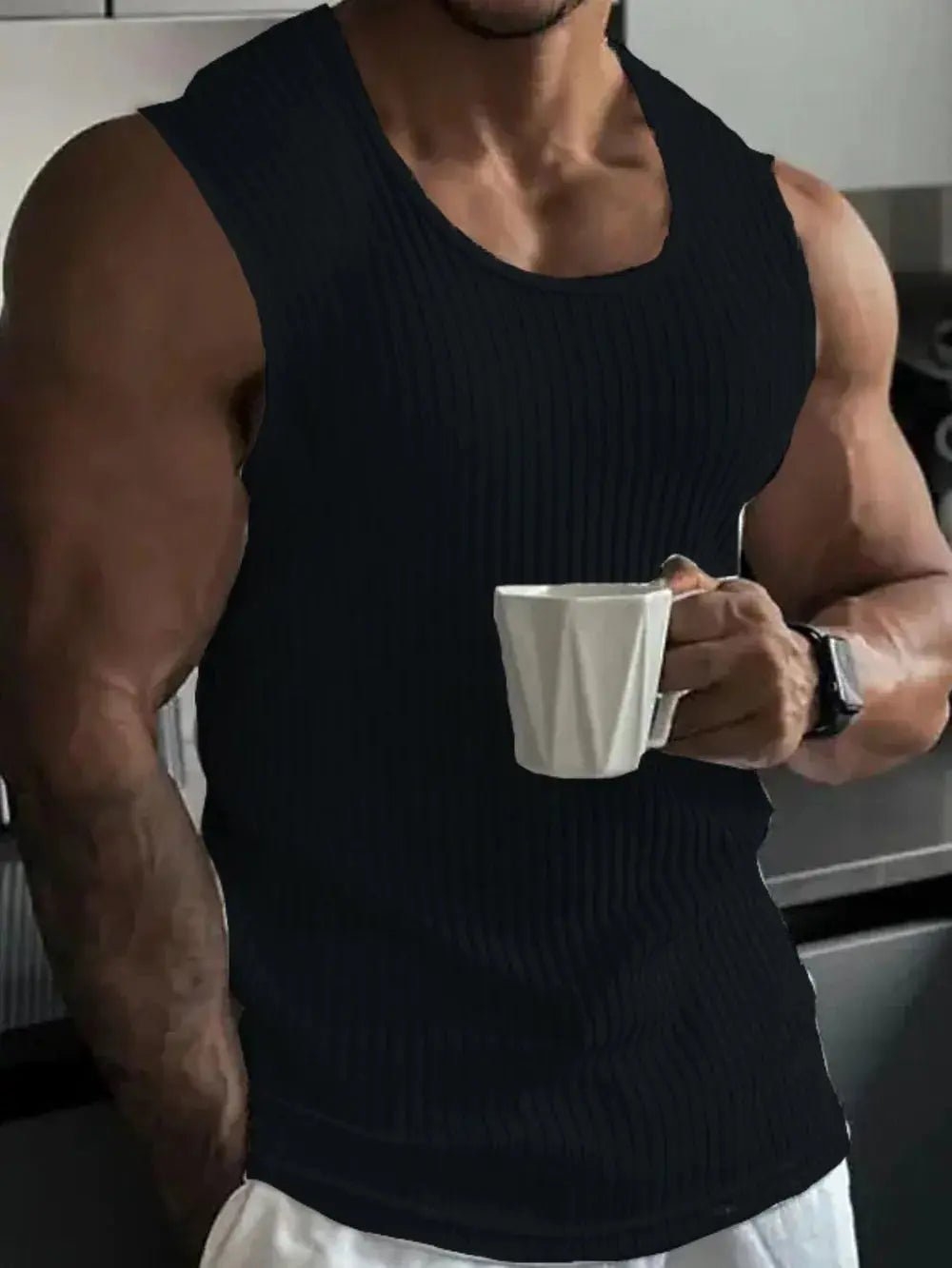 Men's Full Size Ribbed Round Neck Tank Plus Size