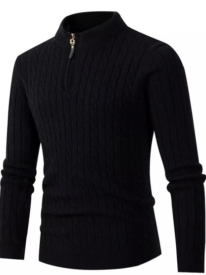 Men's Full Size Slim Fit Cable Knit Half Zip Sweater Plus Size