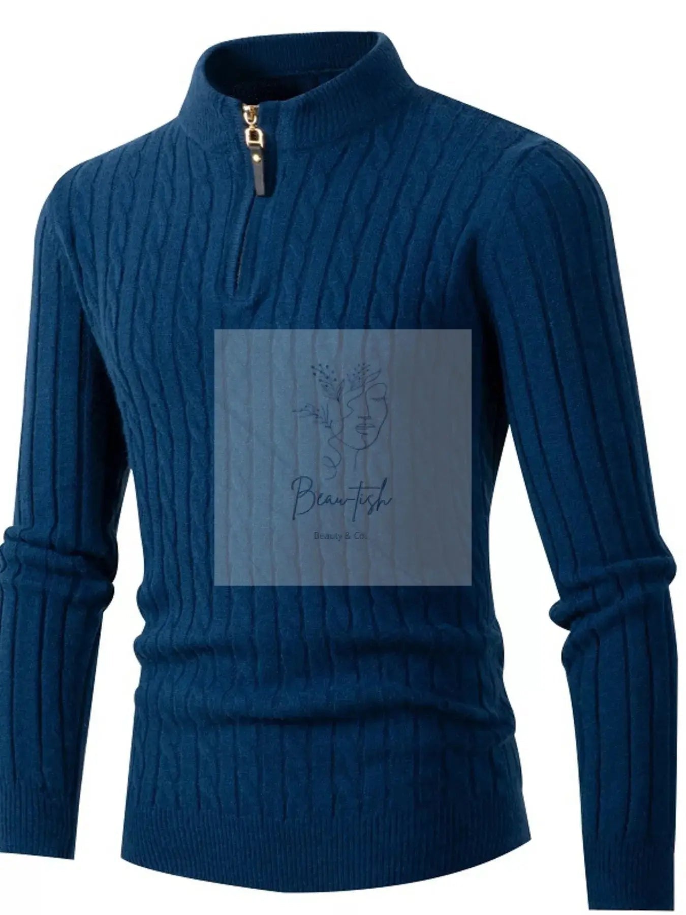 Men's Full Size Slim Fit Cable Knit Half Zip Sweater Plus Size