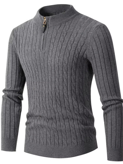 Men's Full Size Slim Fit Cable Knit Half Zip Sweater Plus Size