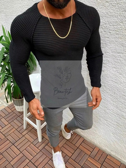 Men's Full Size Slim Fit Long Sleeve Sweater Plus Size