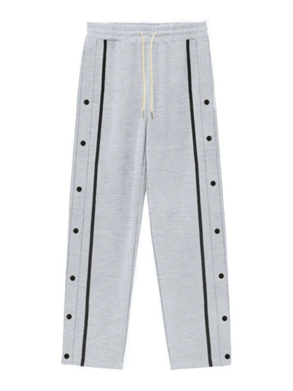 Men's Full Size Snap-Button Pants with Side Stripe Detail Plus Size