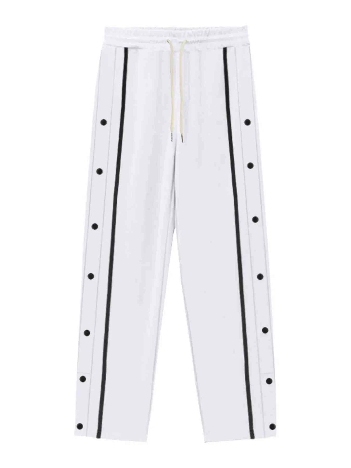Men's Full Size Snap-Button Pants with Side Stripe Detail Plus Size
