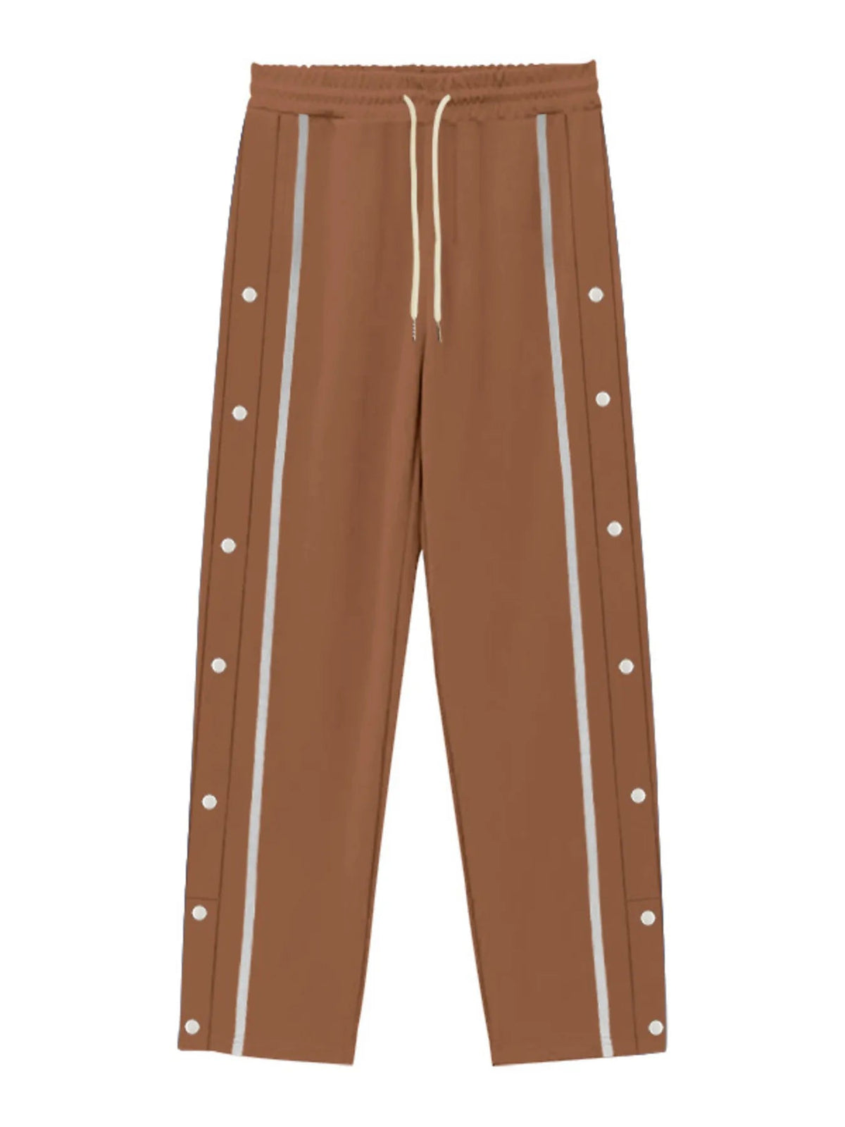 Men's Full Size Snap-Button Pants with Side Stripe Detail Plus Size