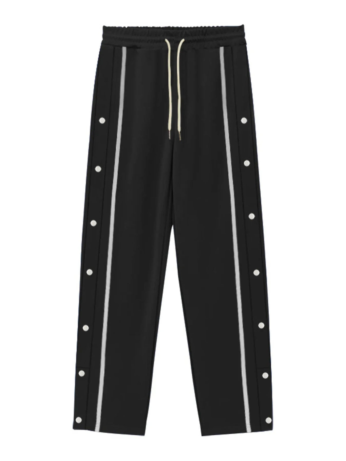 Men's Full Size Snap-Button Pants with Side Stripe Detail Plus Size