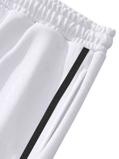 Men's Full Size Snap-Button Pants with Side Stripe Detail Plus Size