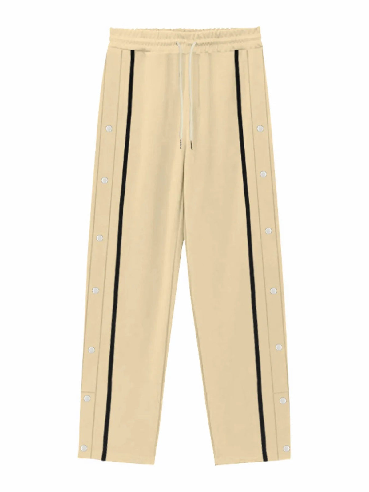 Men's Full Size Snap-Button Pants with Side Stripe Detail Plus Size
