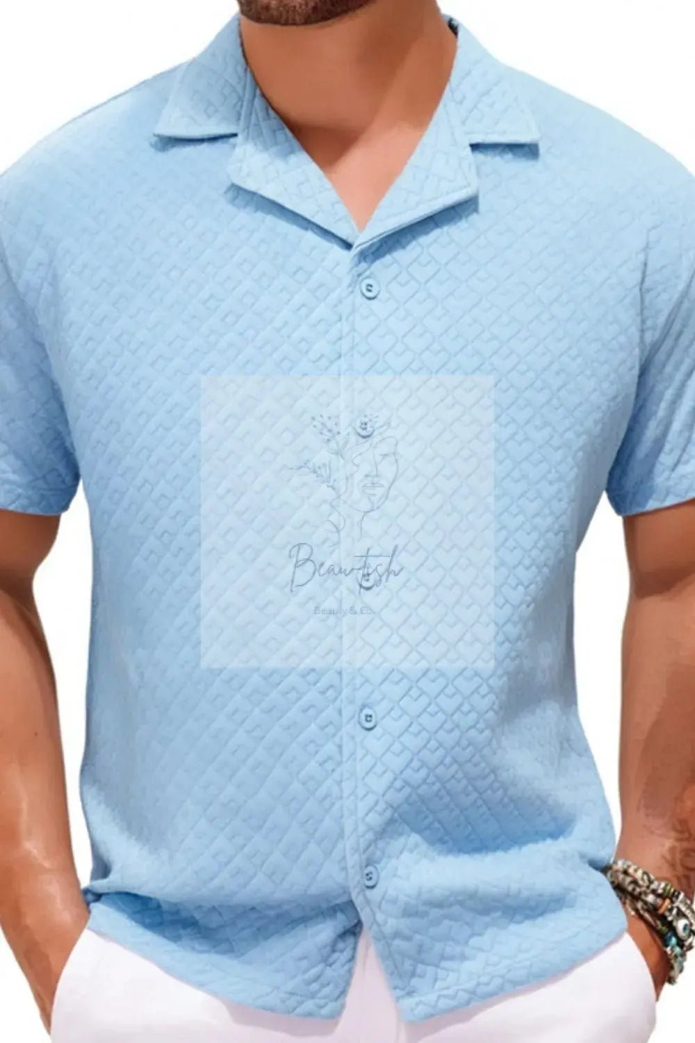 Men's Plus Size Button Down Short Sleeve Shirt