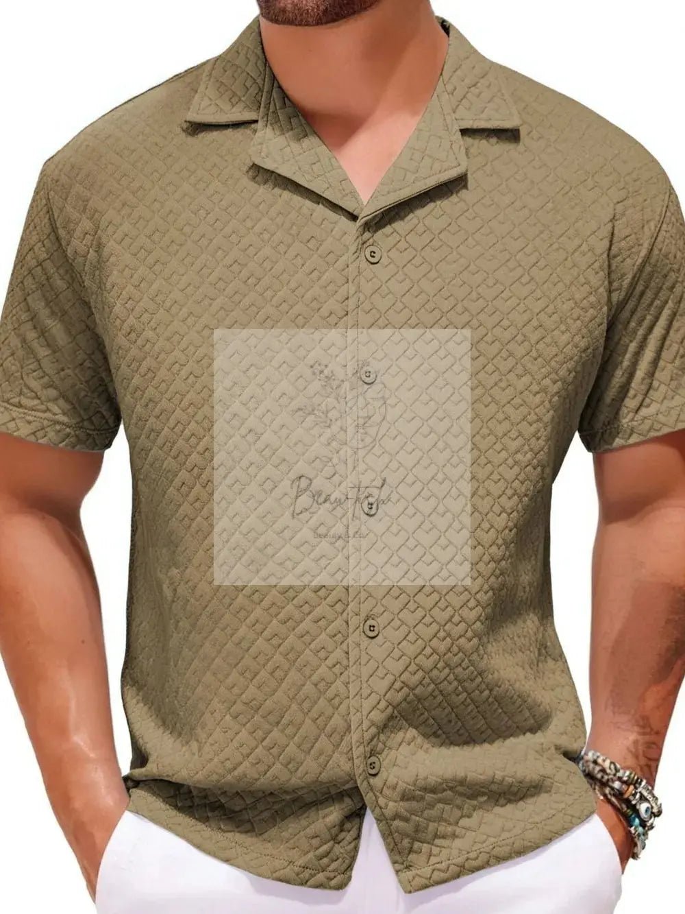 Men's Plus Size Button Down Short Sleeve Shirt