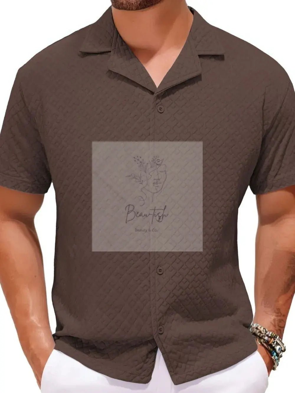 Men's Plus Size Button Down Short Sleeve Shirt
