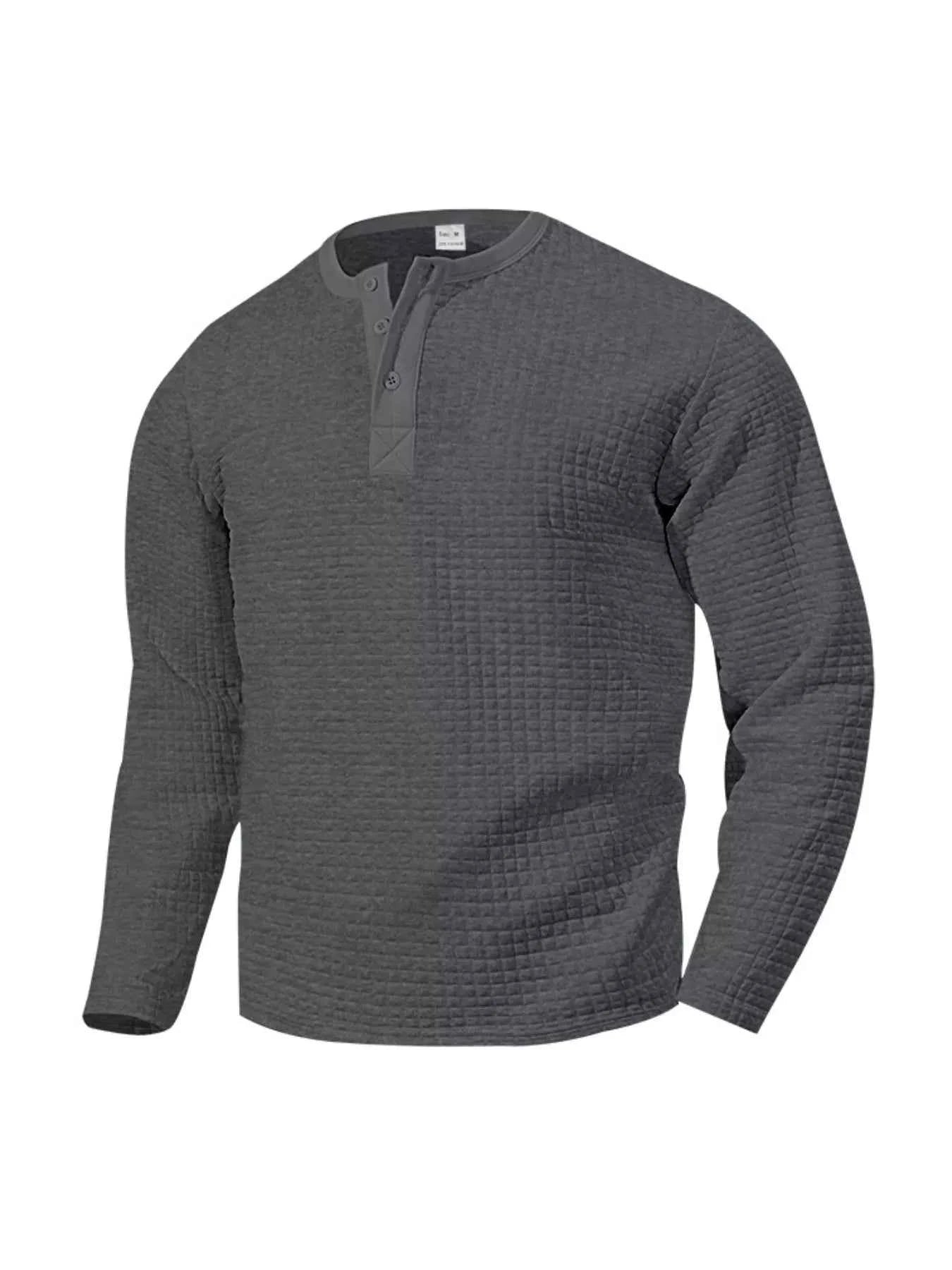 Men's Plus Size Casual Waffle Knit Henley T-Shirt