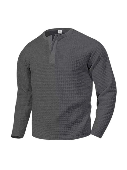 Men's Plus Size Casual Waffle Knit Henley T-Shirt