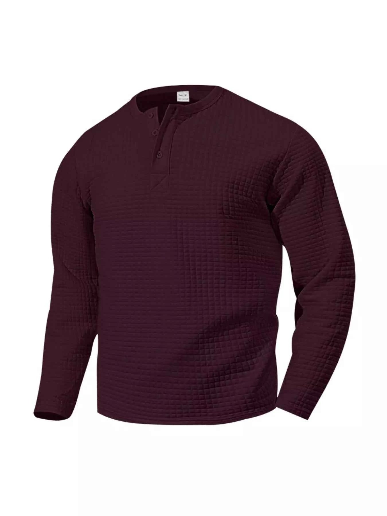 Men's Plus Size Casual Waffle Knit Henley T-Shirt