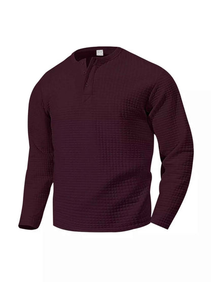 Men's Plus Size Casual Waffle Knit Henley T-Shirt
