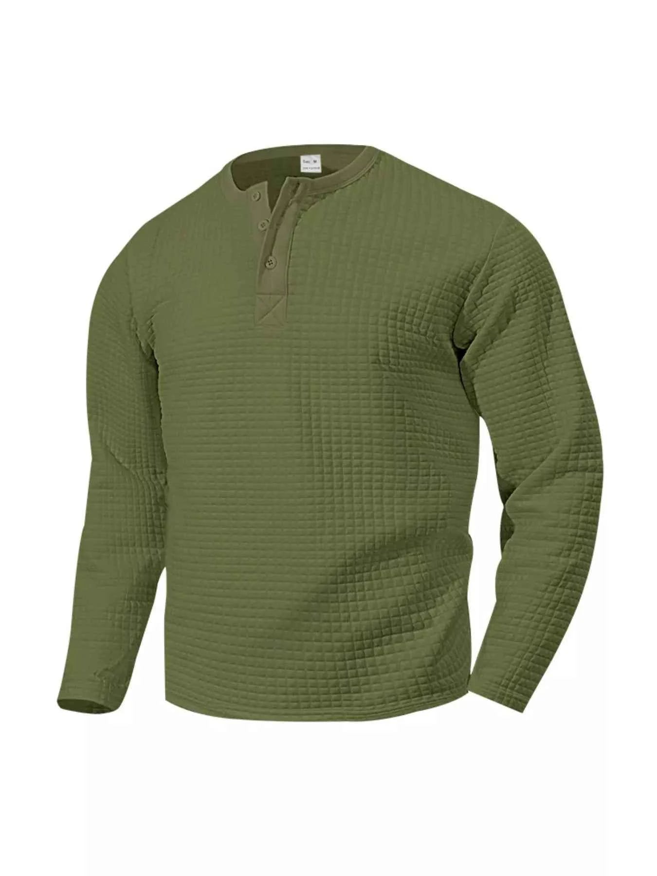 Men's Plus Size Casual Waffle Knit Henley T-Shirt